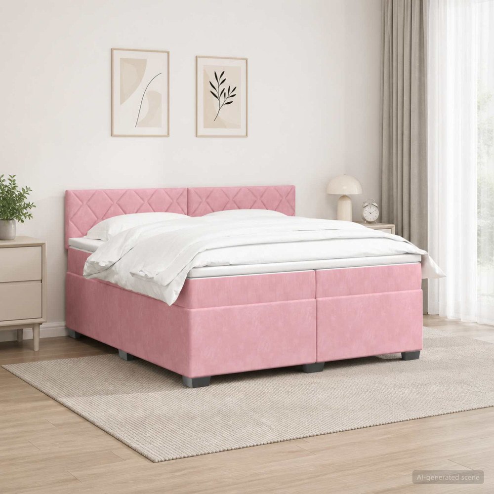 vidaXL Kontinentalsäng med madrass Rosa 200 x 200 cm Sammet