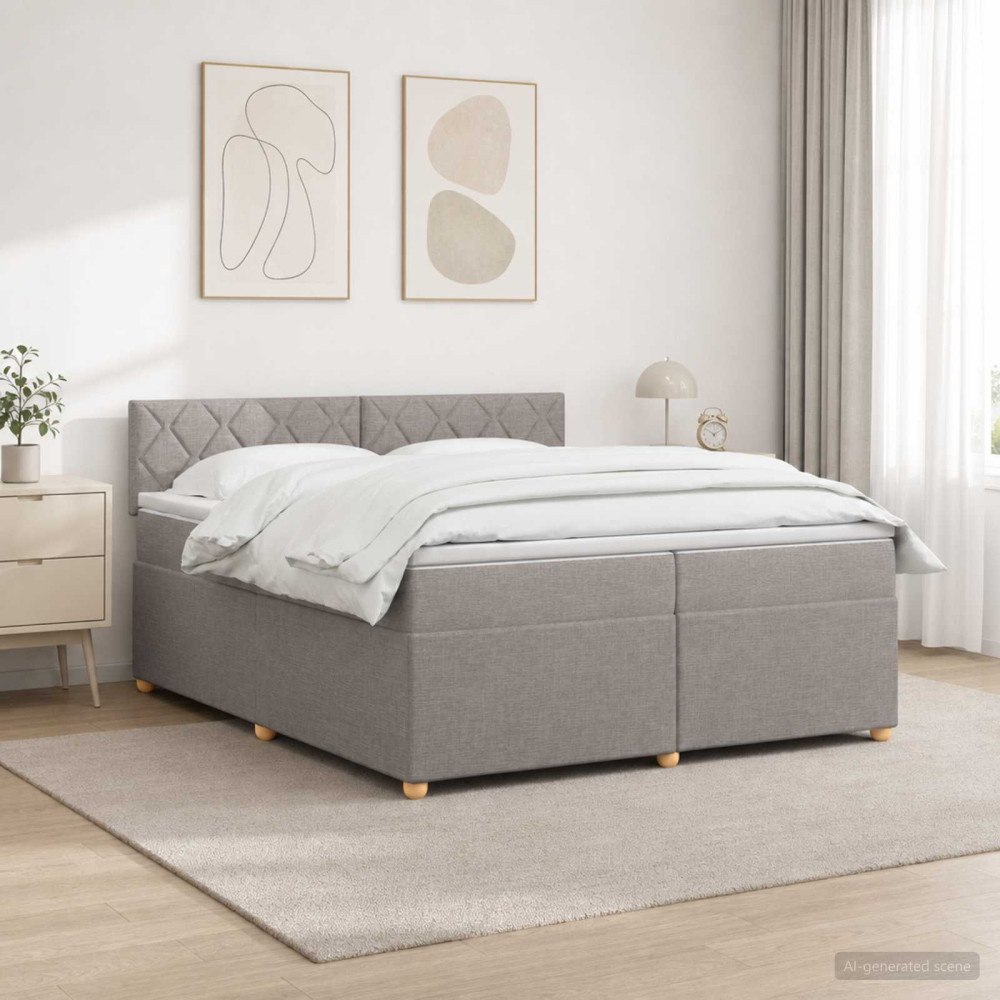 vidaXL Kontinentalsäng med madrass Taupe 200 x 200 cm Tyg