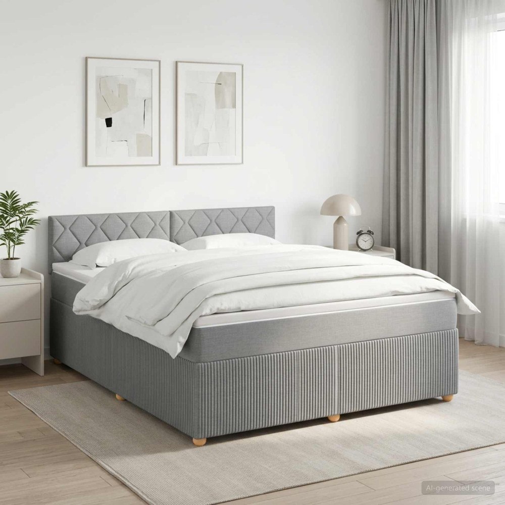 vidaXL Kontinentalsäng med madrass Ljusgrå 180 x 200 cm Tyg