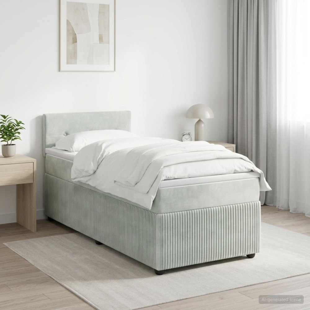 vidaXL Kontinentalsäng med madrass Ljusgrå 80 x 200 cm Sammet