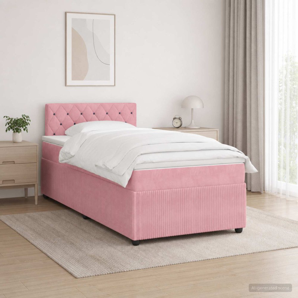 vidaXL Kontinentalsäng med madrass Rosa 120 x 200 cm Sammet