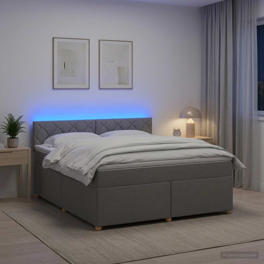 vidaXL Kontinentalsäng med madrass Ljusgrå 180 x 200 cm Tyg