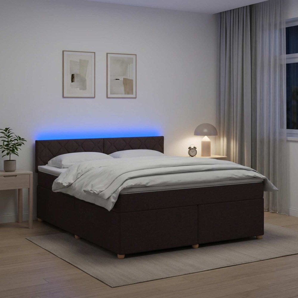 vidaXL Kontinentalsäng med madrass Mörkbrun 180 x 200 cm Tyg