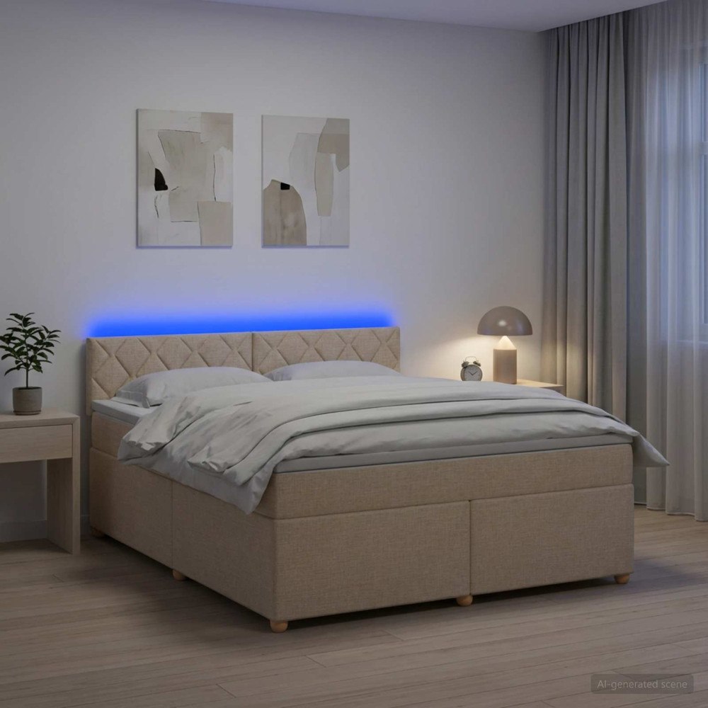 vidaXL Kontinentalsäng med madrass Gräddvit 180 x 200 cm Tyg
