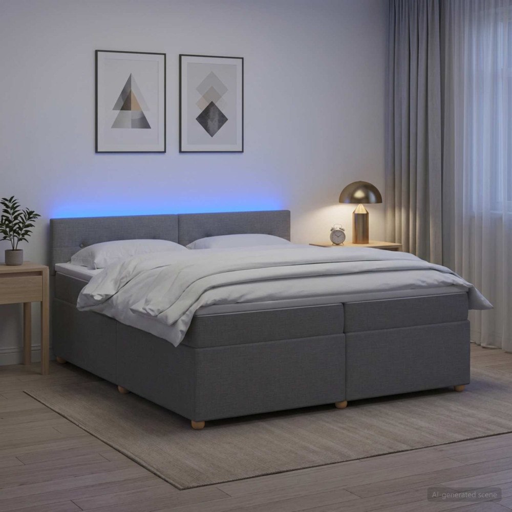 vidaXL Kontinentalsäng med madrass Ljusgrå 200 x 200 cm Tyg