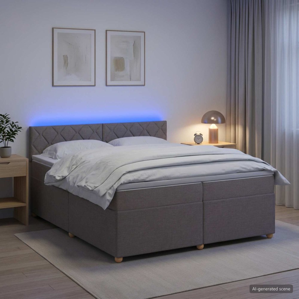 vidaXL Kontinentalsäng med madrass Taupe 200 x 200 cm Tyg