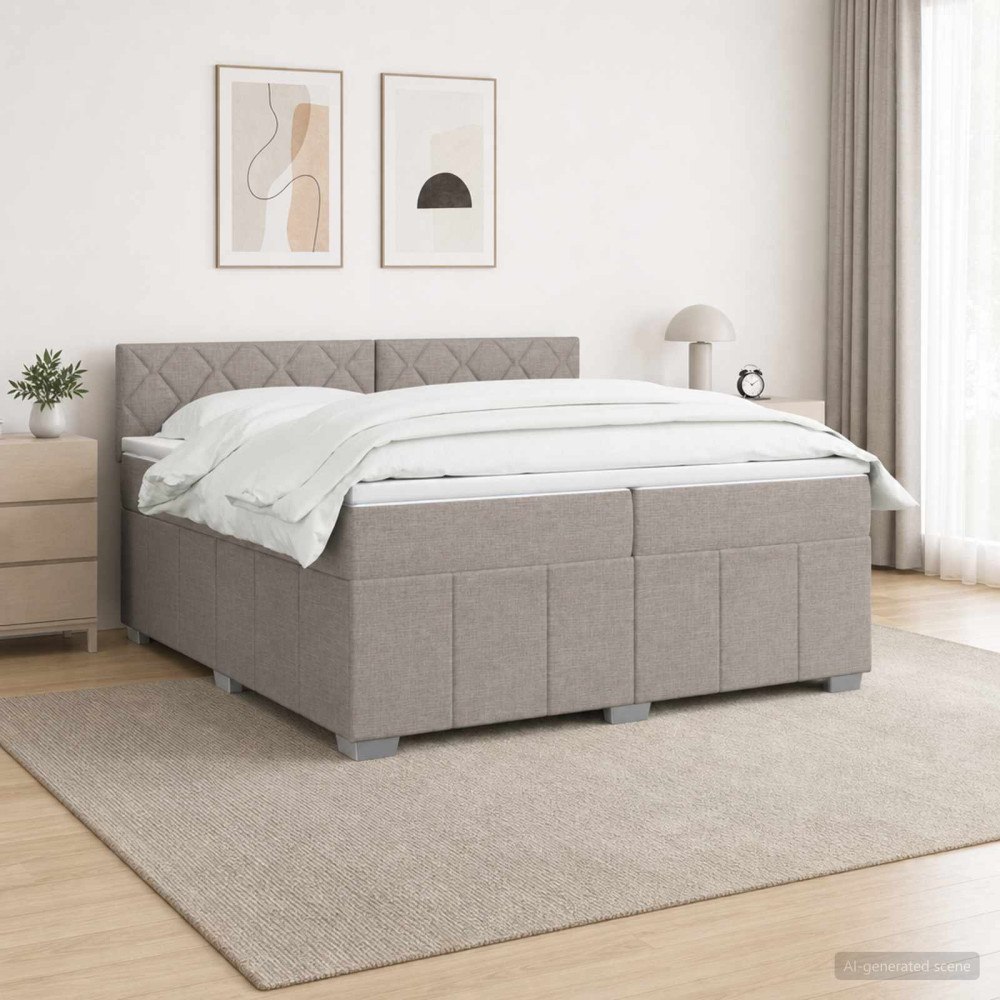 vidaXL Kontinentalsäng med madrass Taupe 200 x 200 cm Tyg