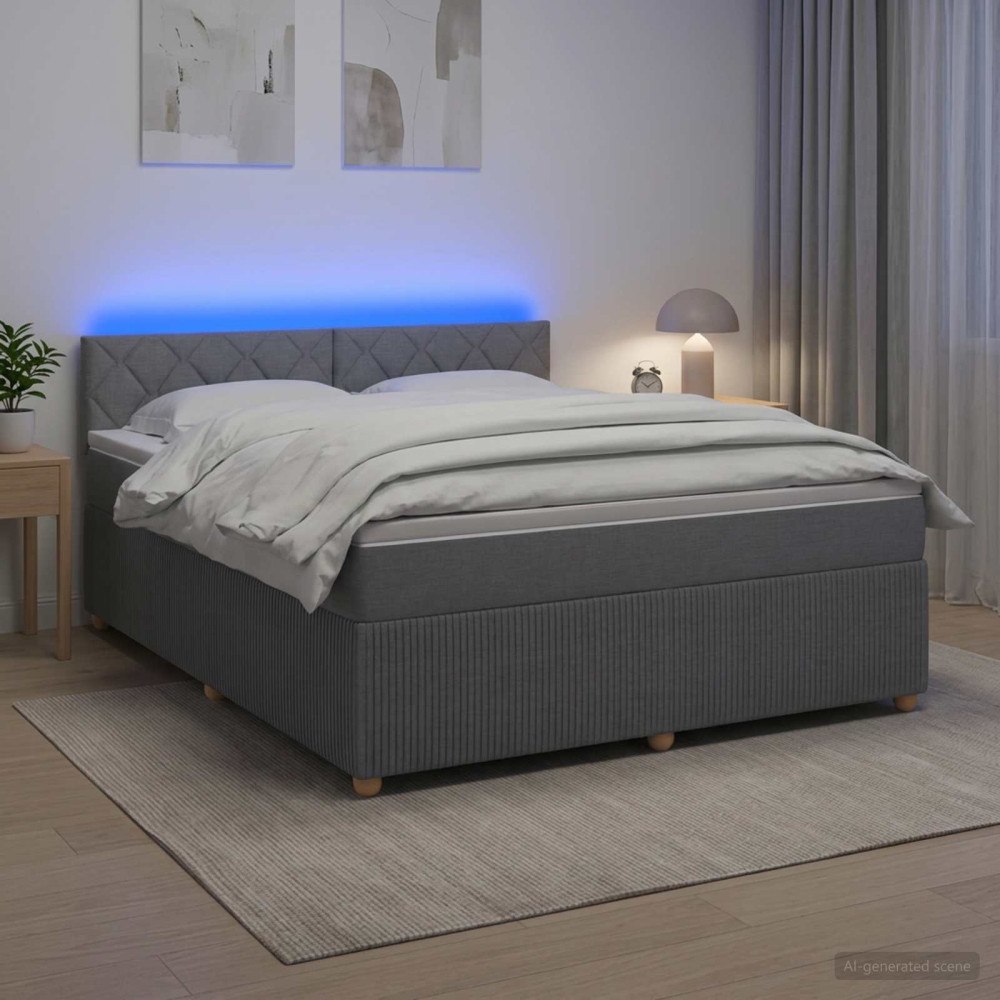 vidaXL Kontinentalsäng med madrass Ljusgrå 180 x 200 cm Tyg