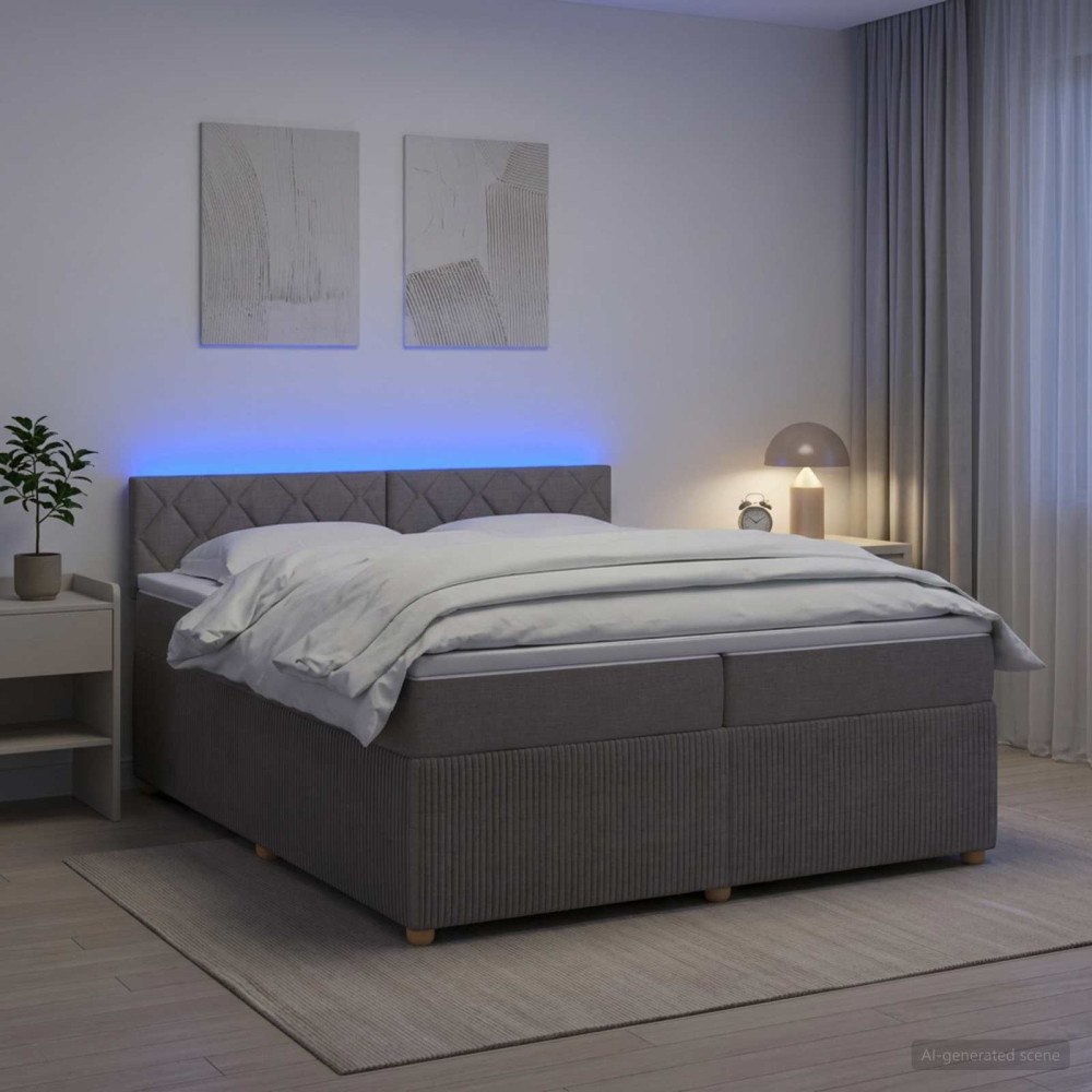 vidaXL Kontinentalsäng med madrass Taupe 200 x 200 cm Tyg