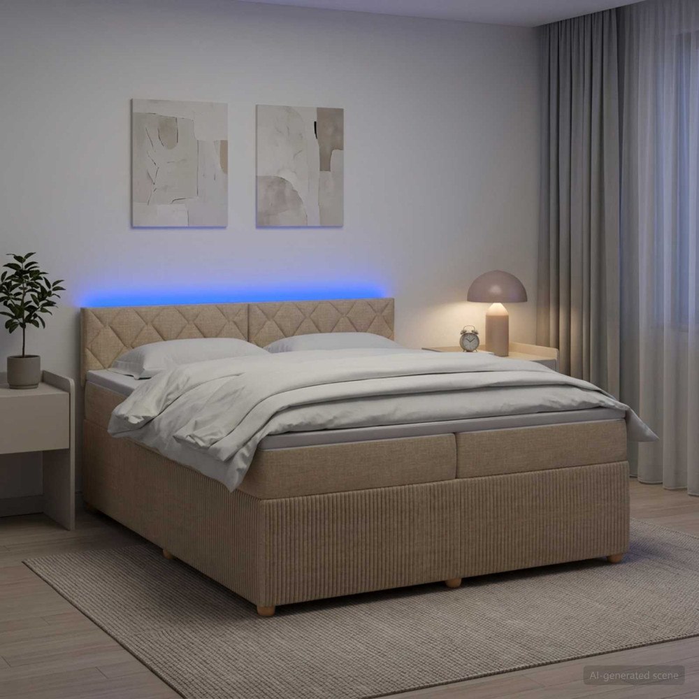 vidaXL Kontinentalsäng med madrass Gräddvit 200 x 200 cm Tyg