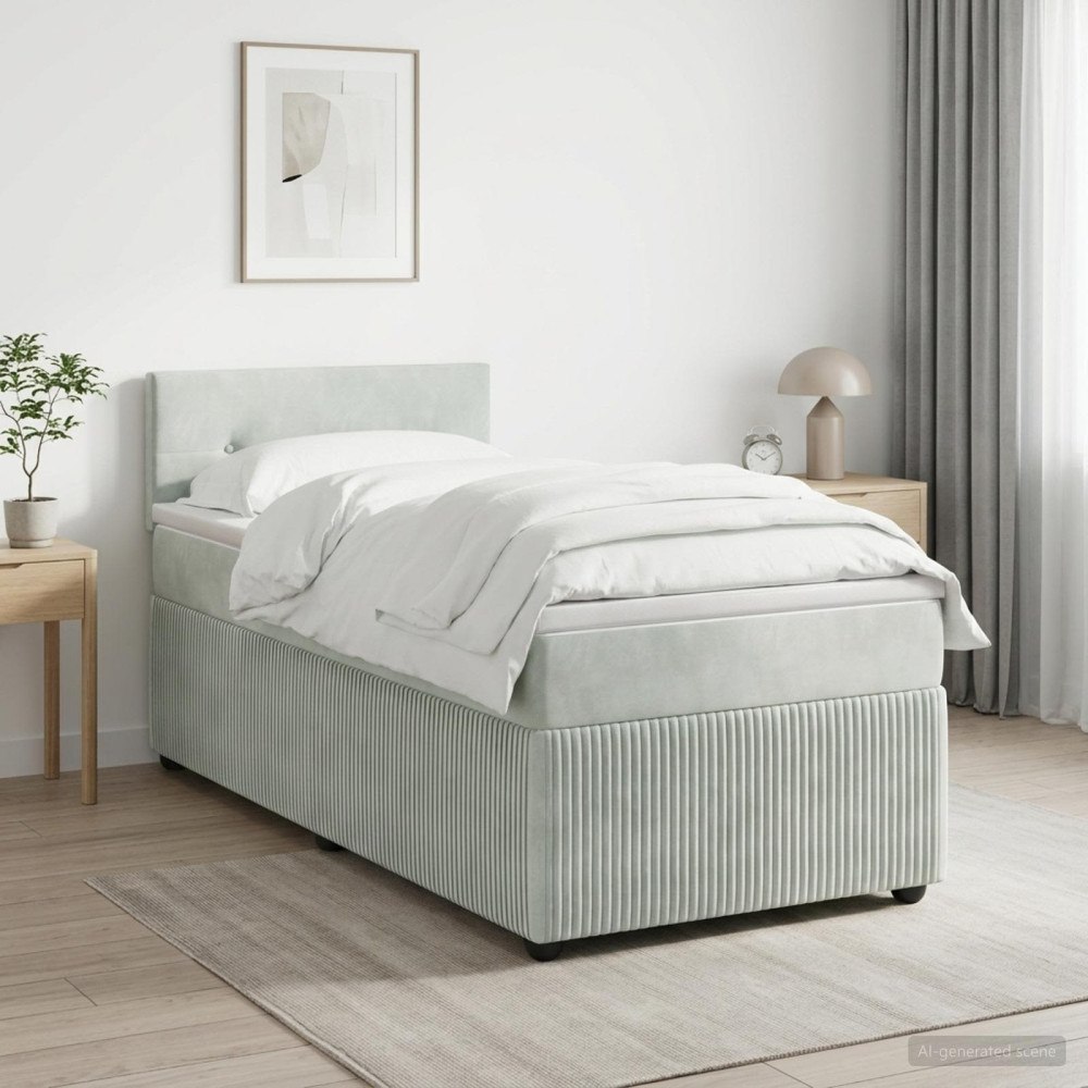 vidaXL Kontinentalsäng med madrass Ljusgrå 80 x 200 cm Sammet