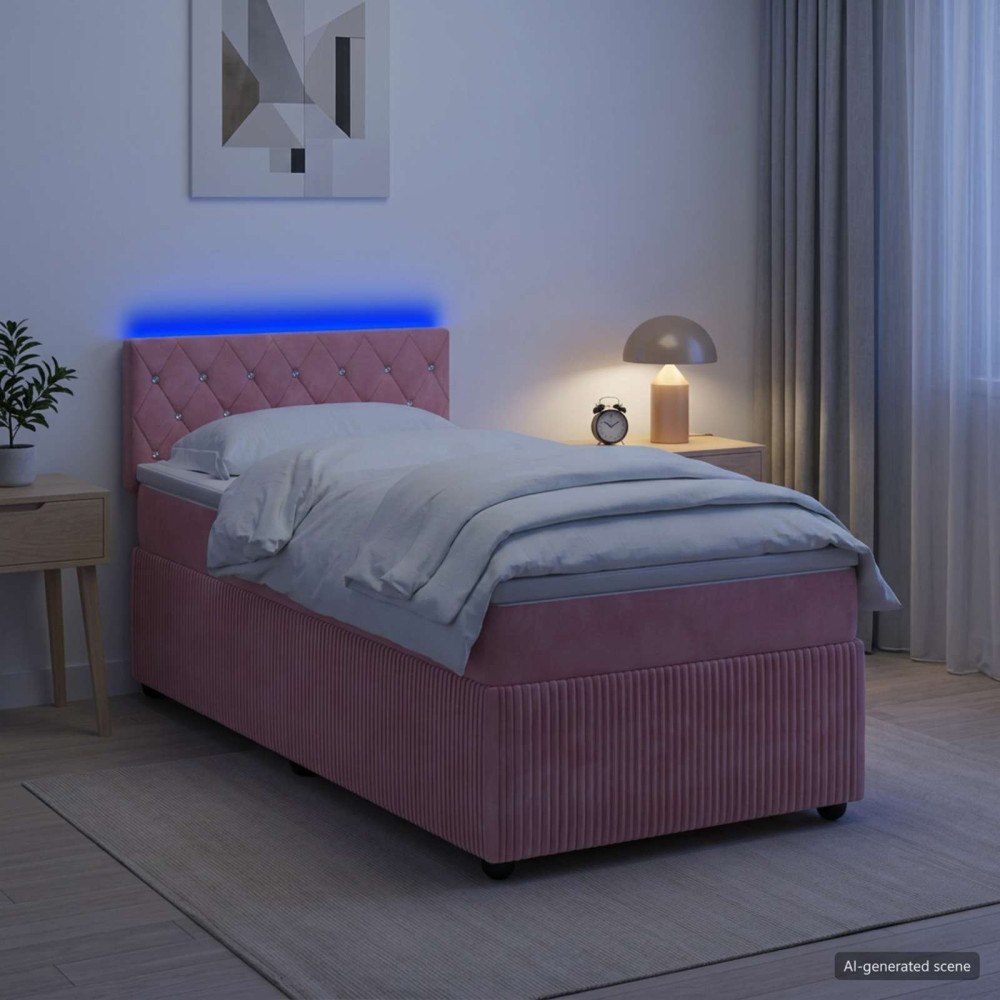 vidaXL Kontinentalsäng med madrass Rosa 100 x 200 cm Sammet