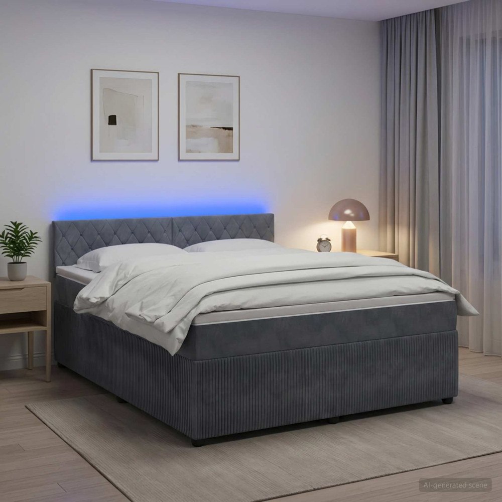 vidaXL Kontinentalsäng med madrass Mörkgrå 180 x 200 cm Sammet