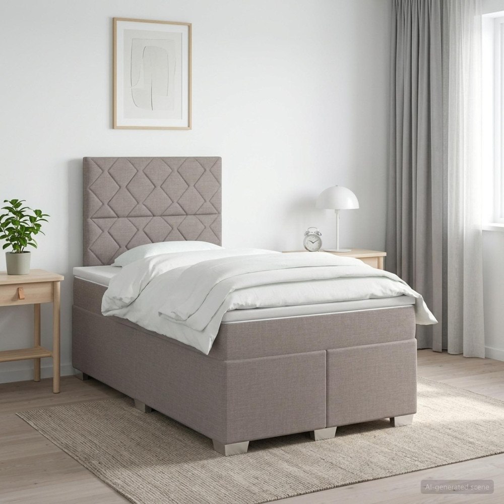 vidaXL Kontinentalsäng med madrass Taupe 120 x 200 cm Tyg
