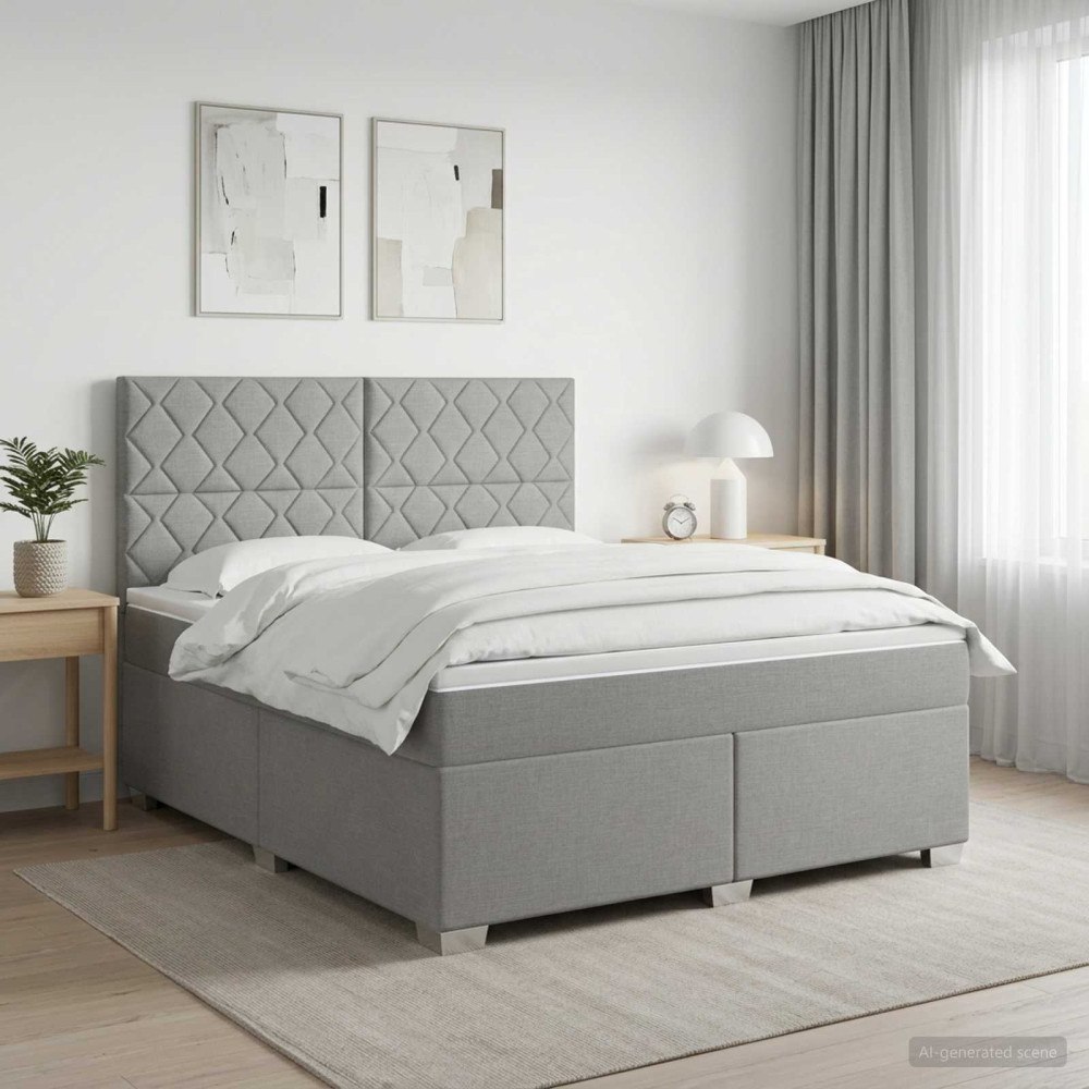 vidaXL Kontinentalsäng med madrass Ljusgrå 140 x 190 cm Tyg