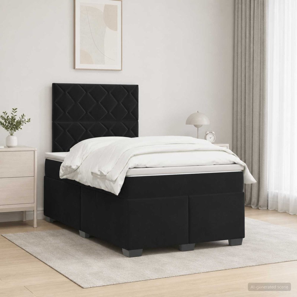 vidaXL Kontinentalsäng med madrass Svart 120 x 190 cm Sammet