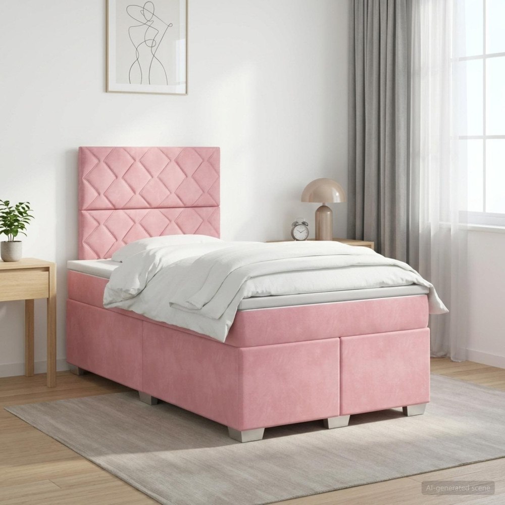 vidaXL Kontinentalsäng med madrass Rosa 120 x 200 cm Sammet