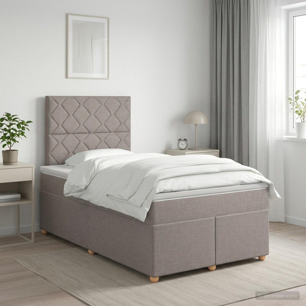vidaXL Kontinentalsäng med madrass Taupe 120 x 190 cm Tyg