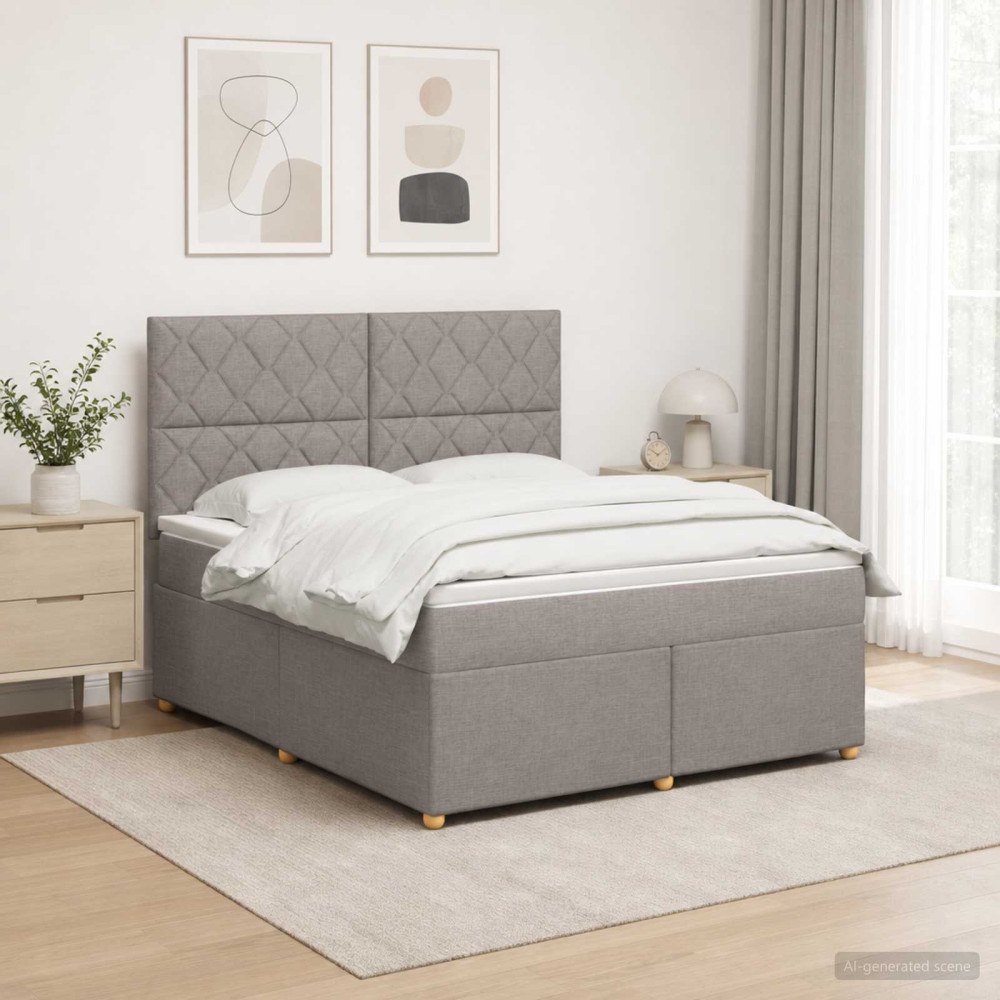 vidaXL Kontinentalsäng med madrass Taupe 180 x 200 cm Tyg