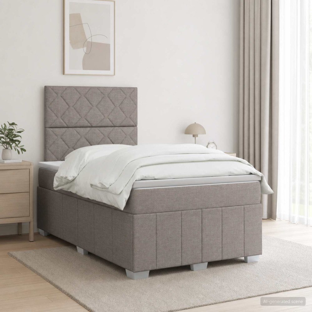 vidaXL Kontinentalsäng med madrass Taupe 120 x 190 cm Tyg