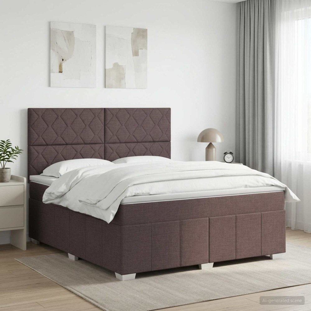 vidaXL Kontinentalsäng med madrass Mörkbrun 160 x 200 cm Tyg