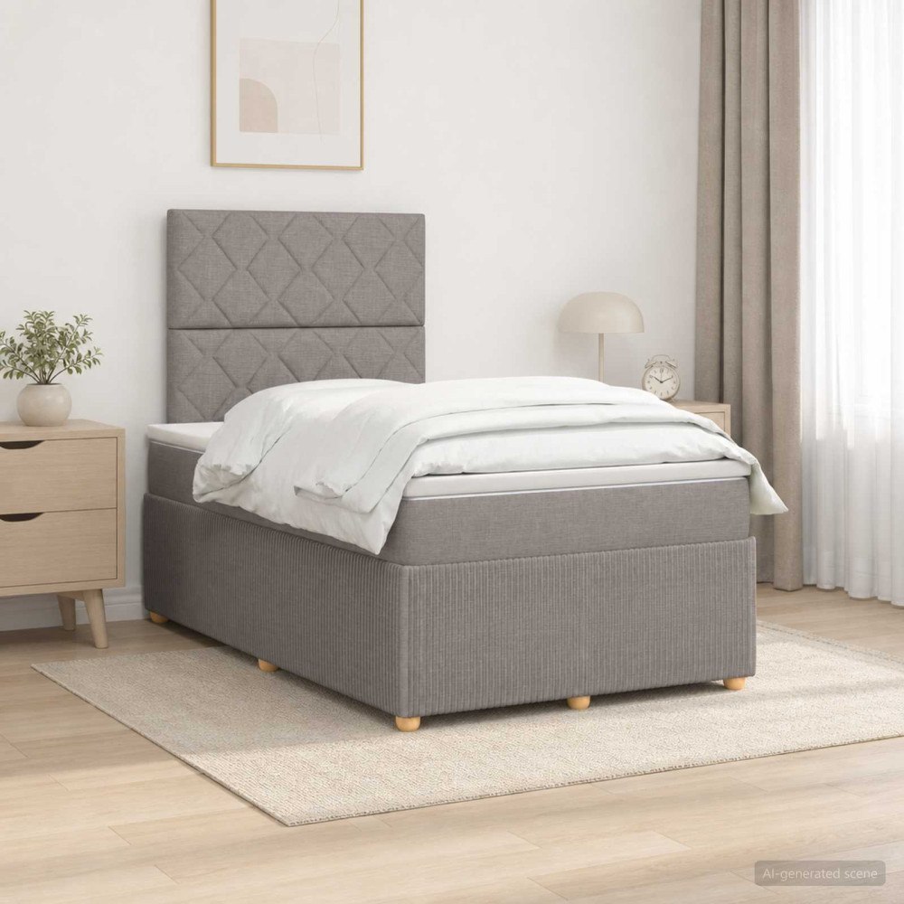 vidaXL Kontinentalsäng med madrass Taupe 120 x 200 cm Tyg