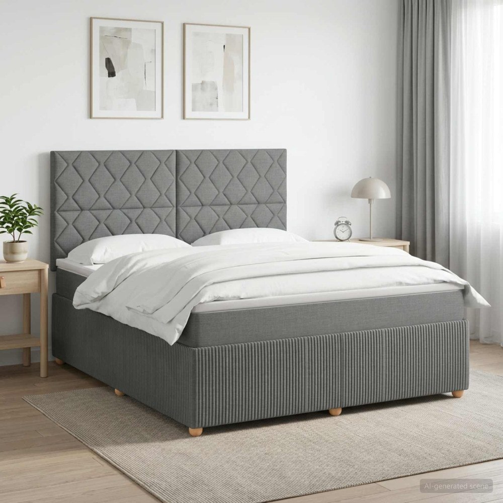 vidaXL Kontinentalsäng med madrass Mörkgrå 160 x 200 cm Tyg