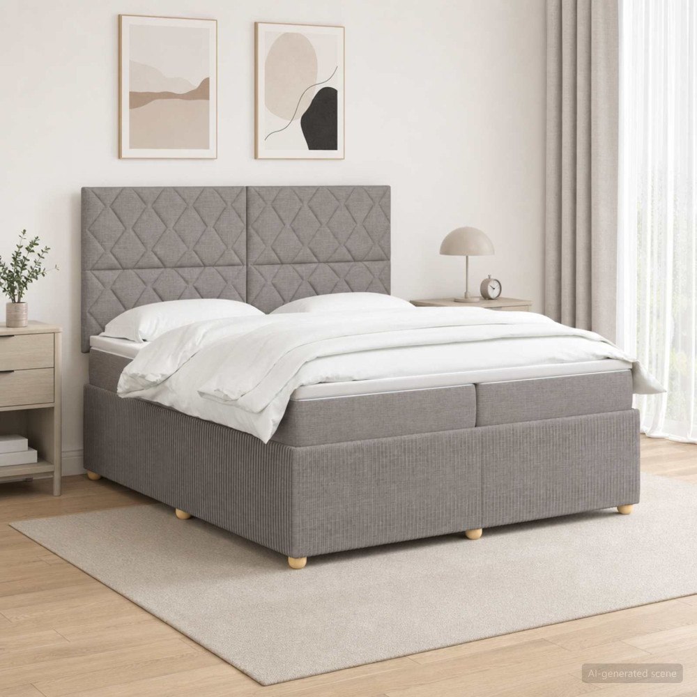 vidaXL Kontinentalsäng med madrass Taupe 200 x 200 cm Tyg