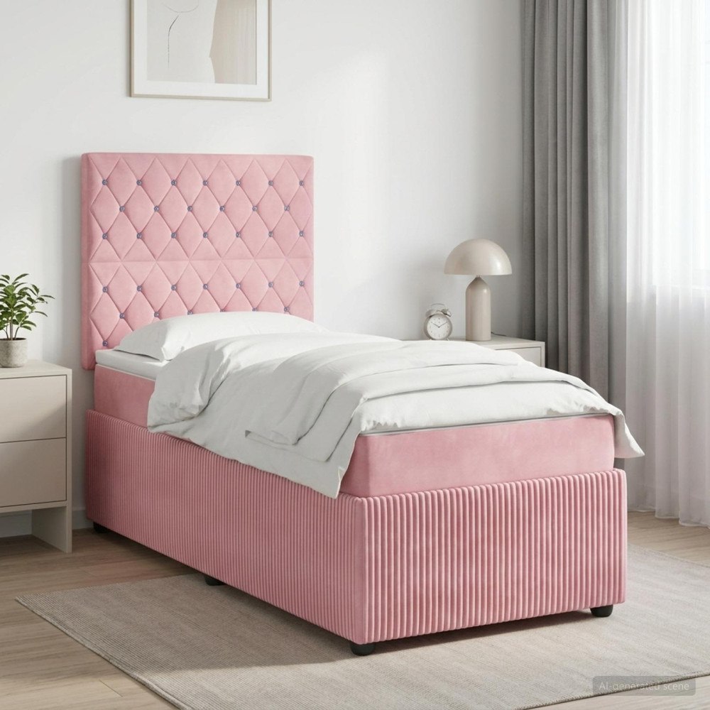 vidaXL Kontinentalsäng med madrass Rosa 80 x 200 cm Sammet