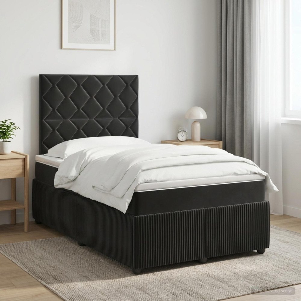 vidaXL Kontinentalsäng med madrass Svart 120 x 190 cm Sammet