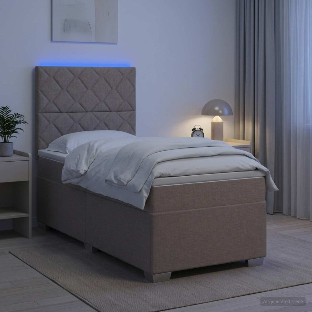 vidaXL Kontinentalsäng med madrass Taupe 90 x 200 cm Tyg