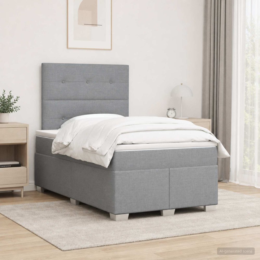 vidaXL Kontinentalsäng med madrass Ljusgrå 120 x 190 cm Tyg
