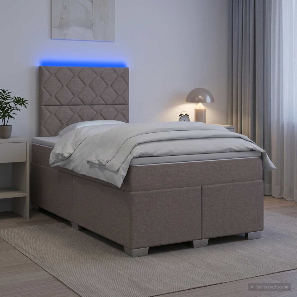 vidaXL Kontinentalsäng med madrass Taupe 120 x 190 cm Tyg