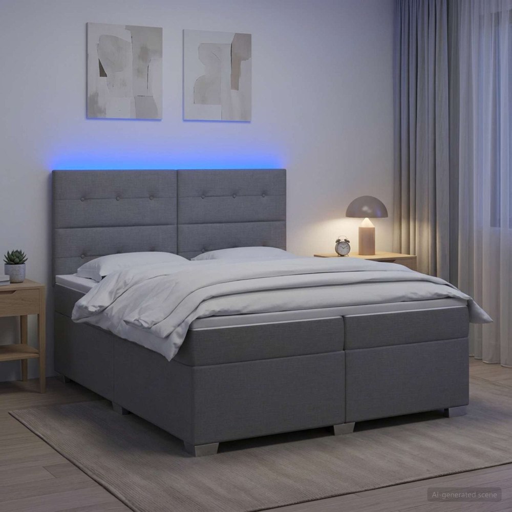 vidaXL Kontinentalsäng med madrass Ljusgrå 200 x 200 cm Tyg