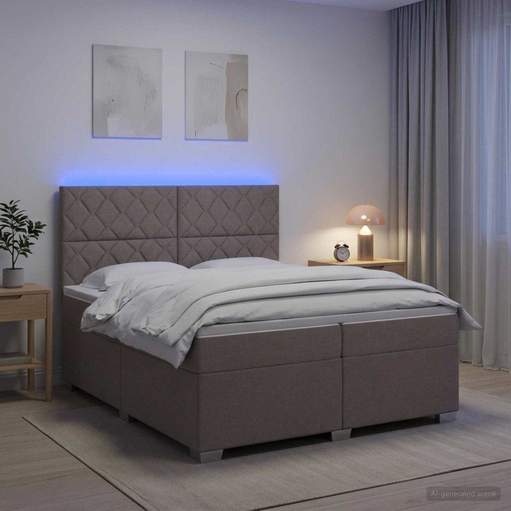 vidaXL Kontinentalsäng med madrass Taupe 200 x 200 cm Tyg