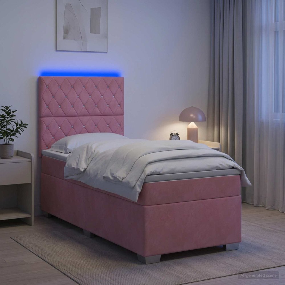 vidaXL Kontinentalsäng med madrass Rosa 80 x 200 cm Sammet