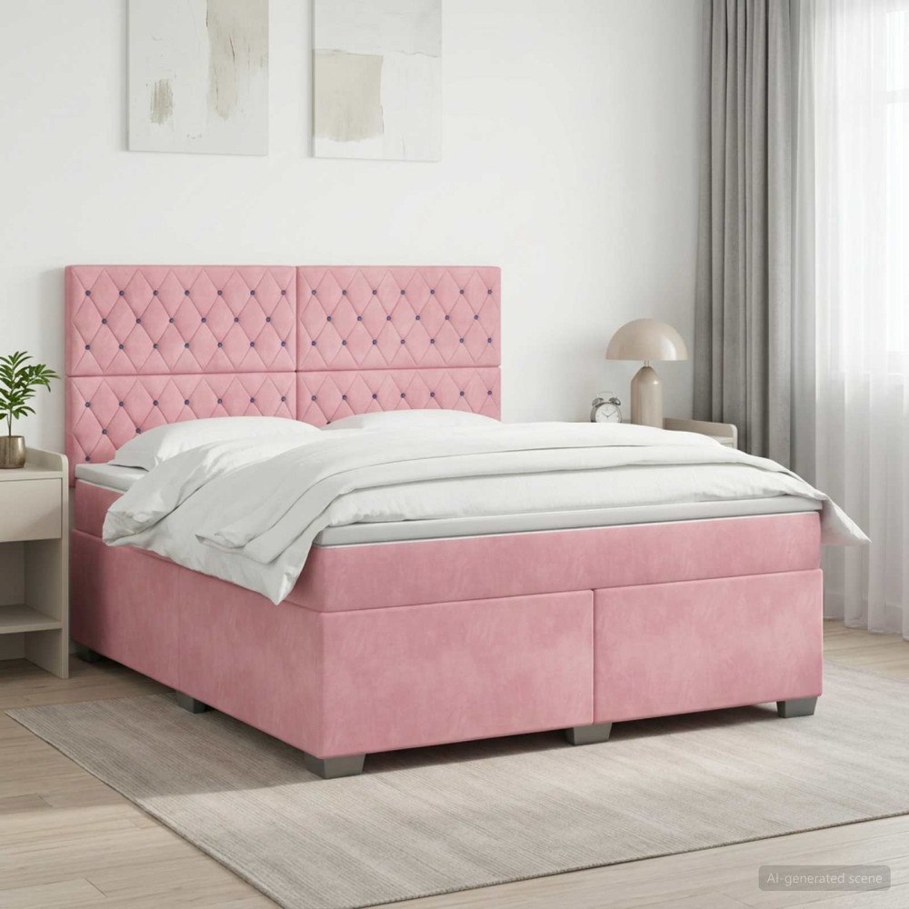 vidaXL Kontinentalsäng med madrass Rosa 160 x 200 cm Sammet