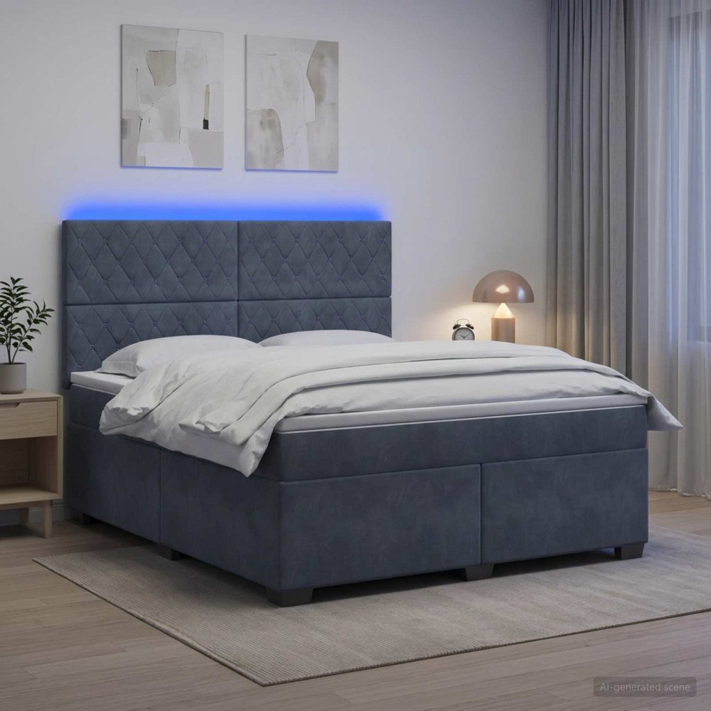vidaXL Kontinentalsäng med madrass Mörkgrå 180 x 200 cm Sammet