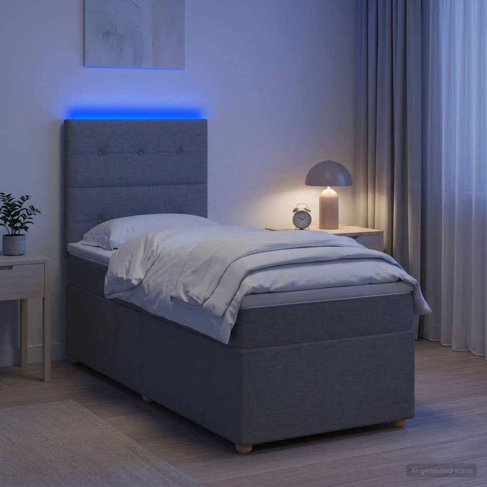 vidaXL Kontinentalsäng med madrass Ljusgrå 100 x 200 cm Tyg