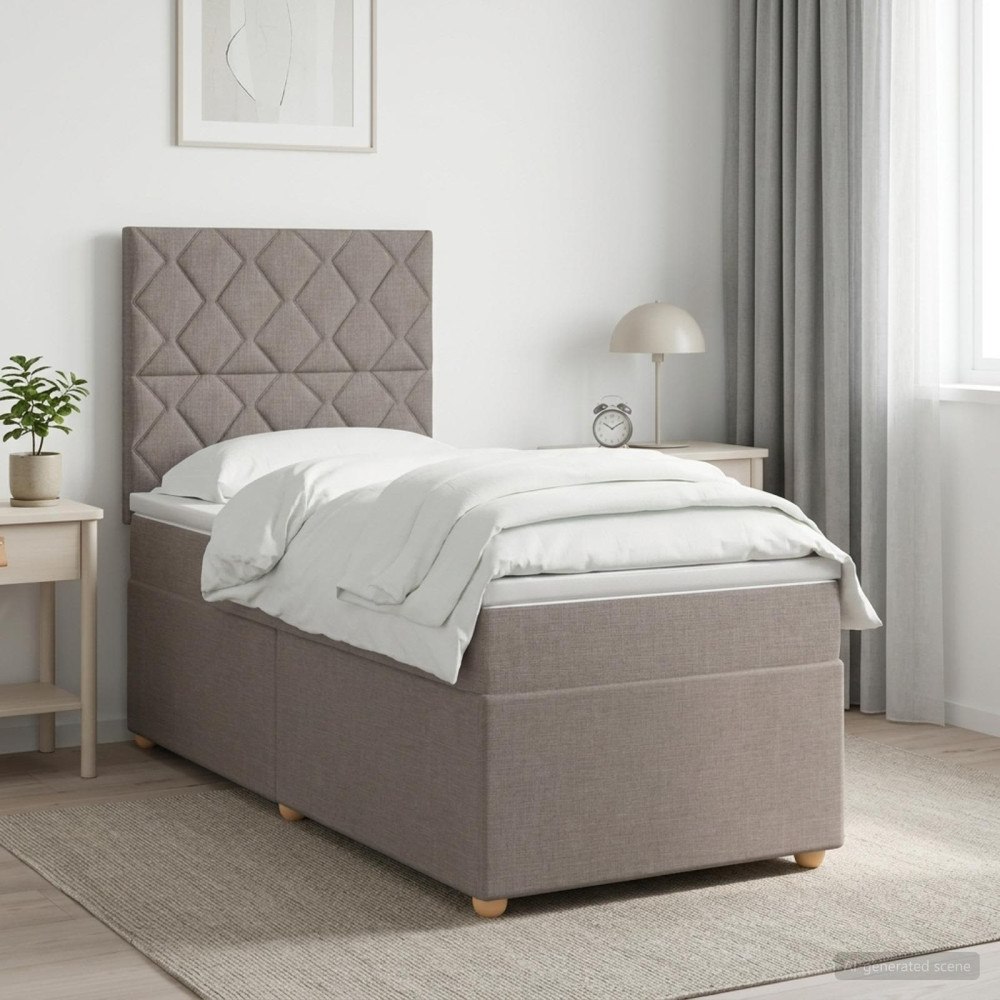 vidaXL Kontinentalsäng med madrass Taupe 100 x 200 cm Tyg