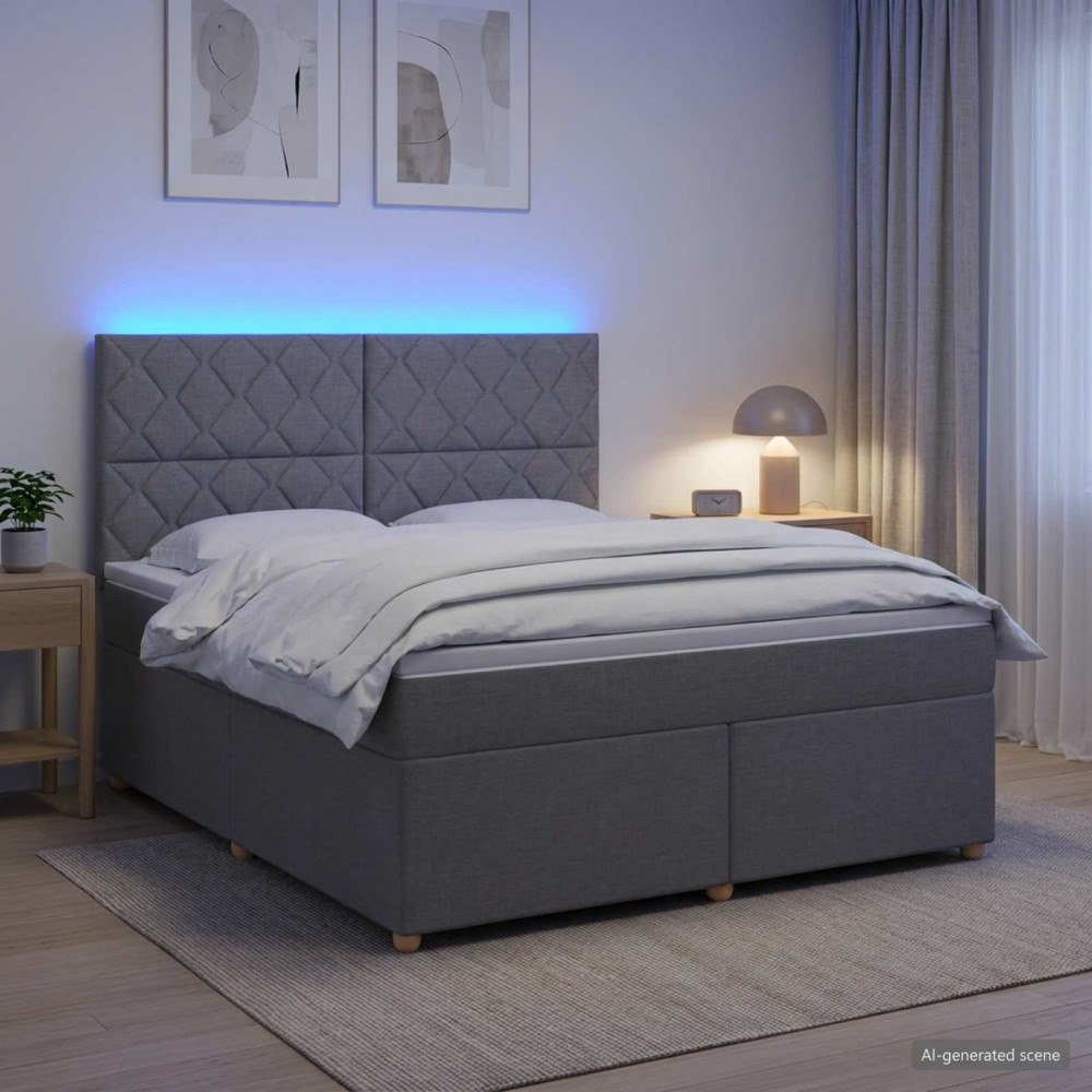 vidaXL Kontinentalsäng med madrass Ljusgrå 180 x 200 cm Tyg