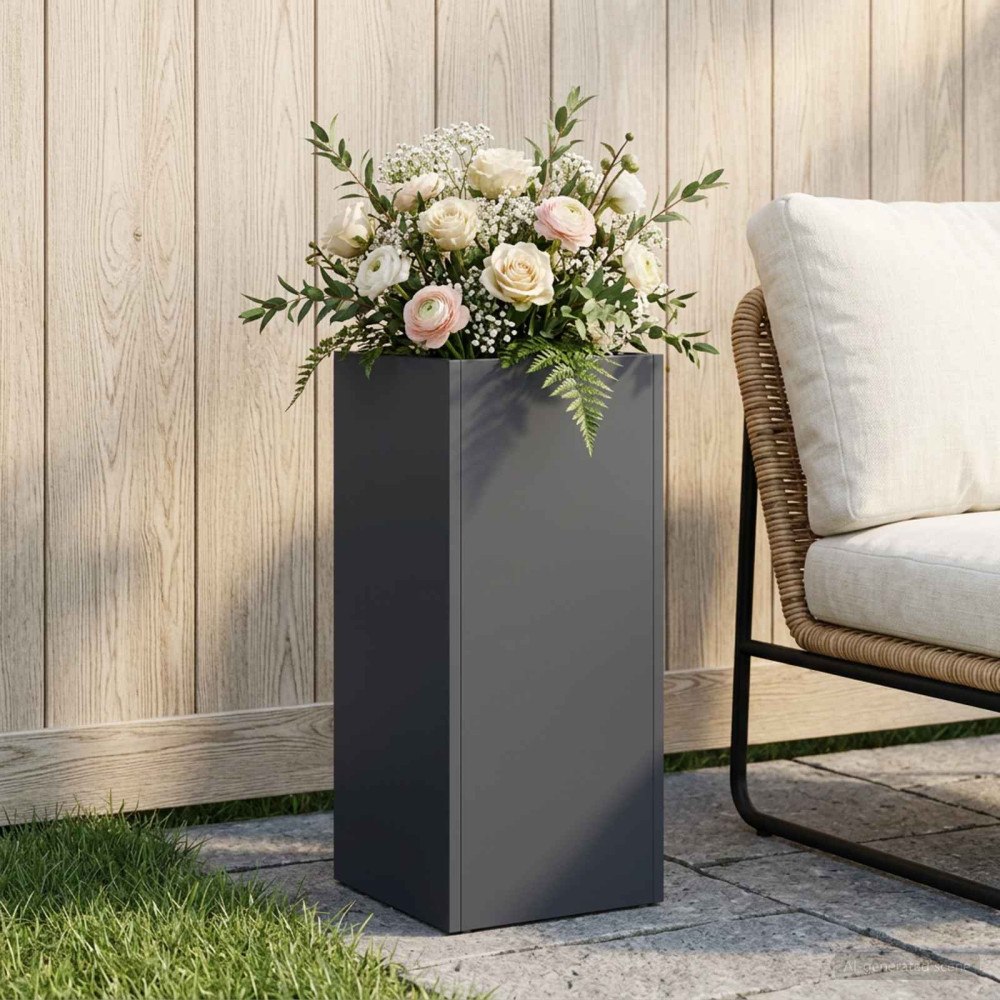 vidaXL Trädgårdsplanterare Antracit 20 x 20 x 40 cm Kallvalsat stål