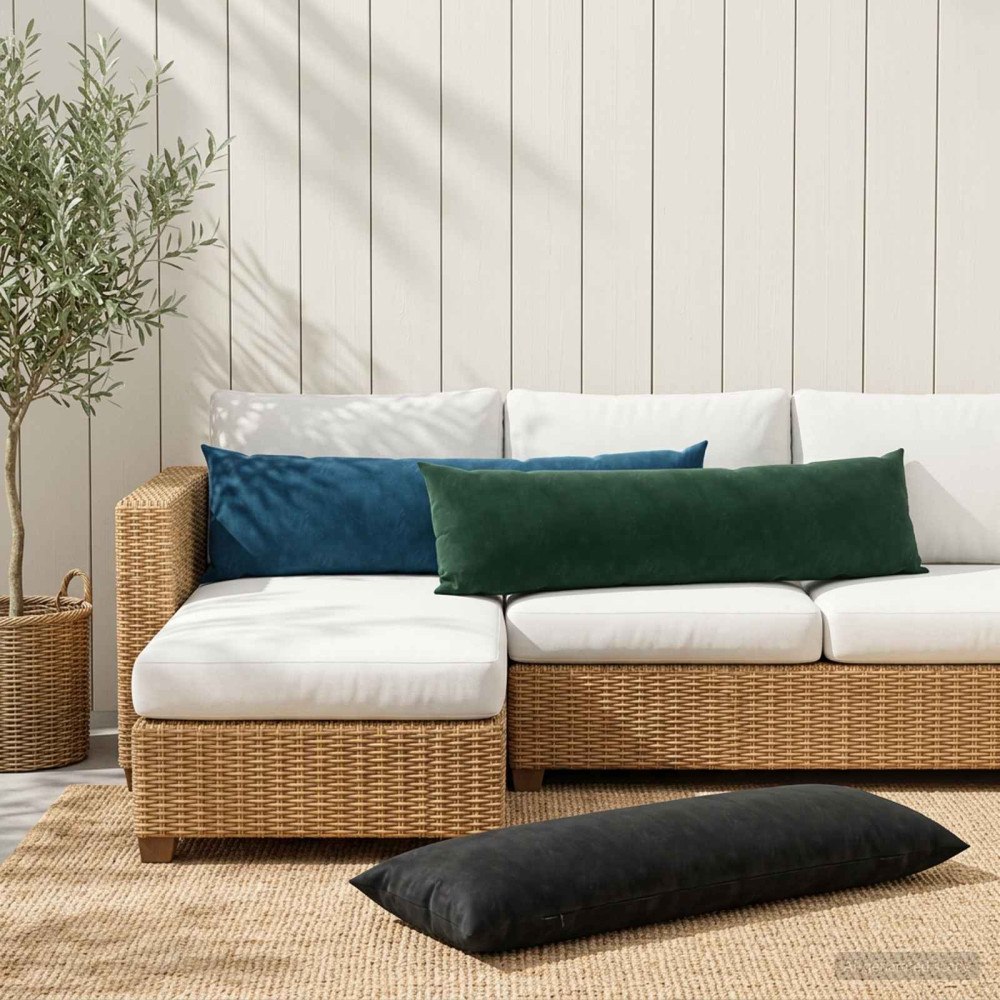 vidaXL Kudde med kudde HEERLEN Blå 40 x 145 cm Sammet