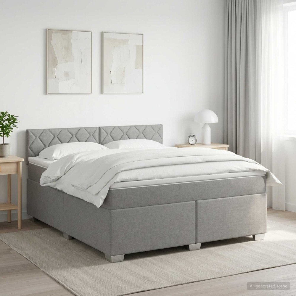 vidaXL Kontinentalsäng med madrass Ljusgrå 160 x 200 cm Tyg