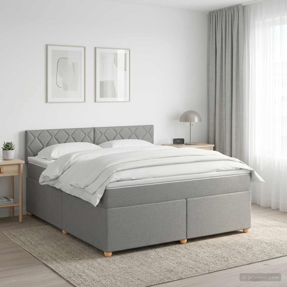 vidaXL Kontinentalsäng med madrass Ljusgrå 160 x 200 cm Tyg