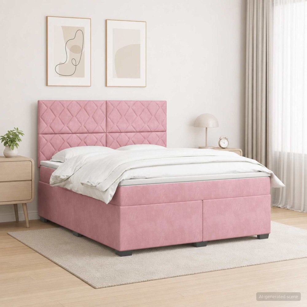 vidaXL Kontinentalsäng med madrass Rosa 160 x 200 cm Sammet