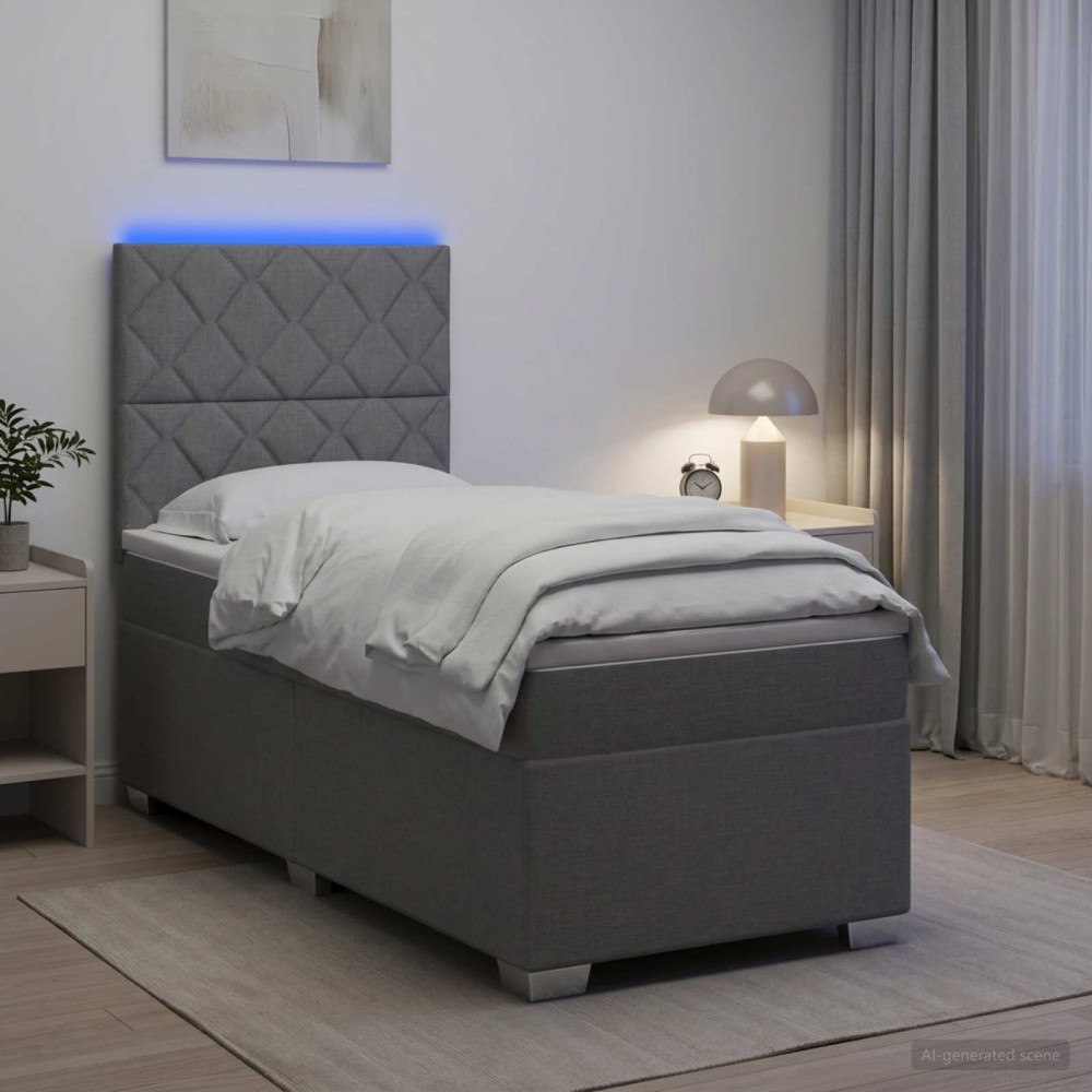 vidaXL Kontinentalsäng med madrass Ljusgrå 80 x 200 cm Tyg