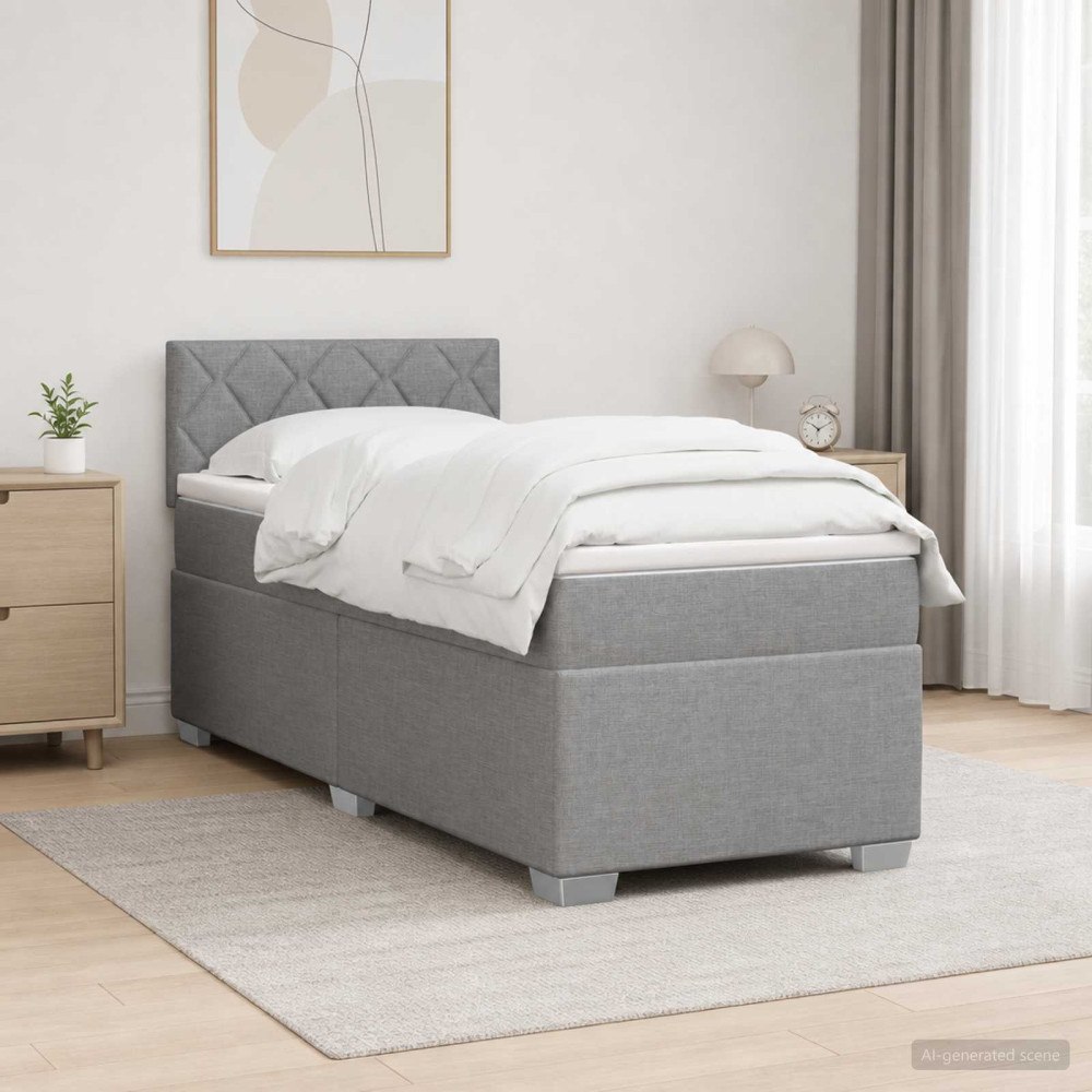 vidaXL Kontinentalsäng med madrass Ljusgrå 100 x 200 cm Tyg