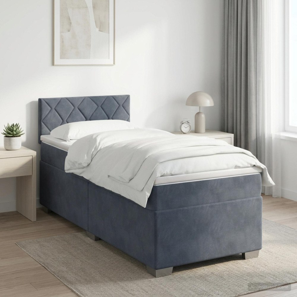 vidaXL Kontinentalsäng med madrass Mörkgrå 100 x 200 cm Sammet
