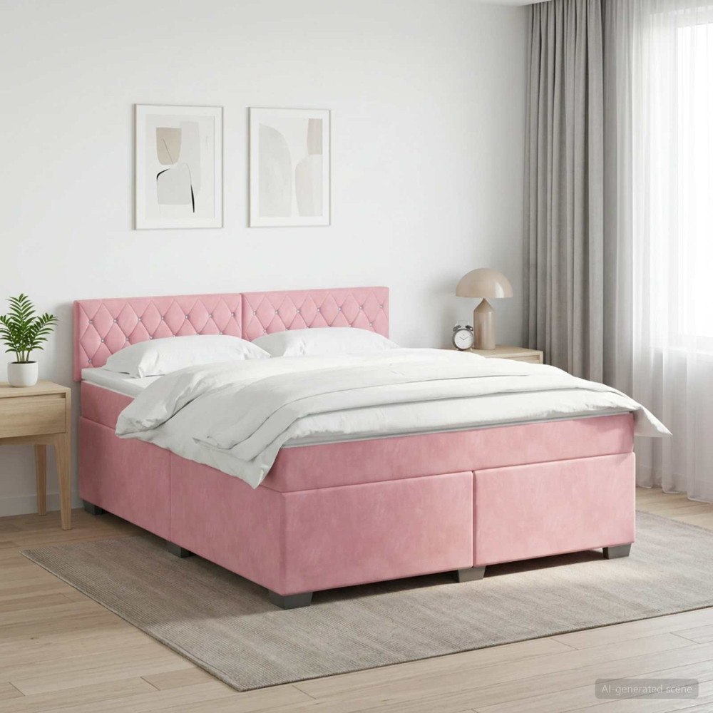 vidaXL Kontinentalsäng med madrass Rosa 140 x 200 cm Sammet